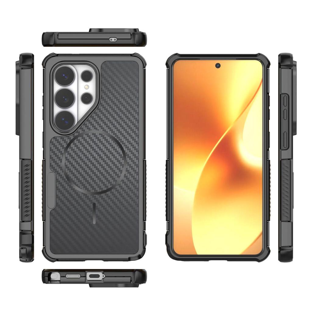 Crystal Magnetic Protective Samsung S26 ULTRA Case, Carbon Fiber Texture, Drop-Proof, Four-Corner Design