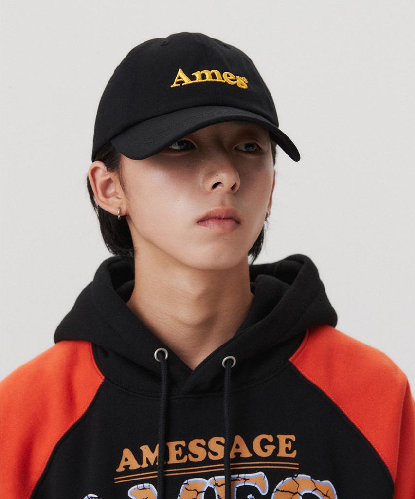 AMES-WORLDWIDE Basic Logo Ball Cap Black(Yellow)