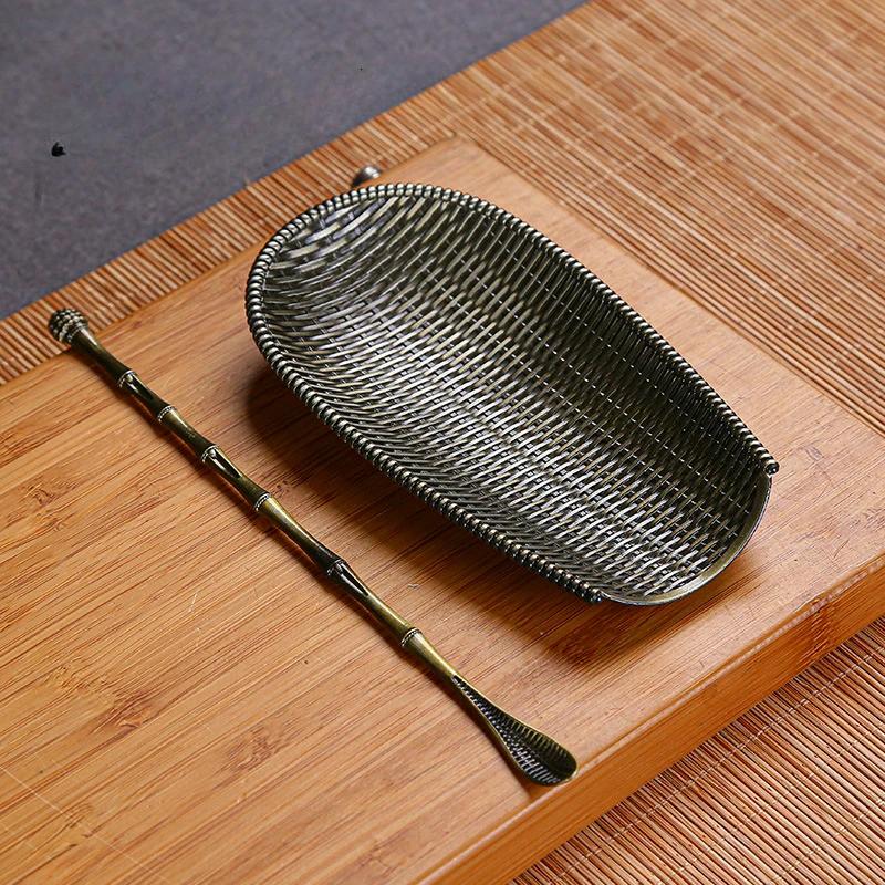 Handmade Alloy Tea Scoop and Tool Set Anti Tarnish Chinese Gongfu Tea Ceremony Accessories Kit