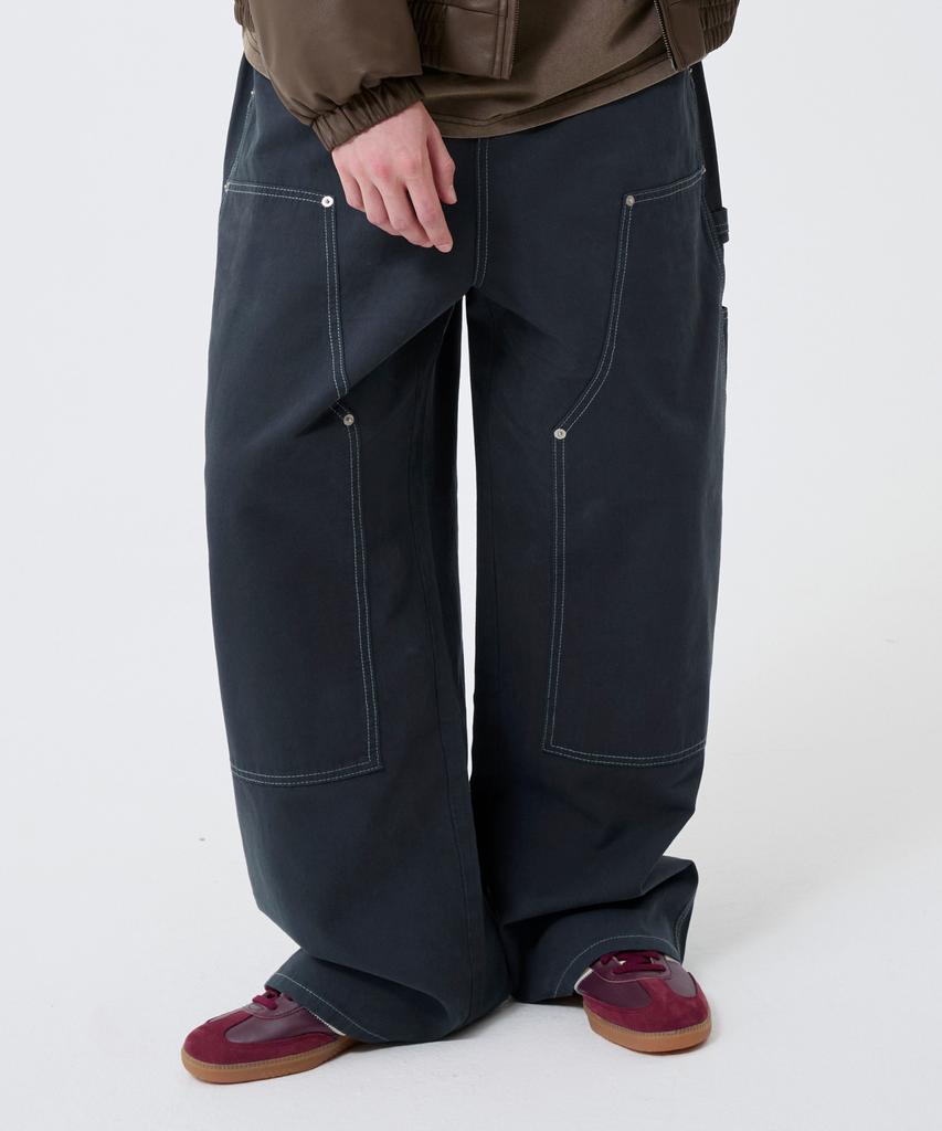 TRILLION Double Knee Carpenter Wide Cotton Pants_3Color