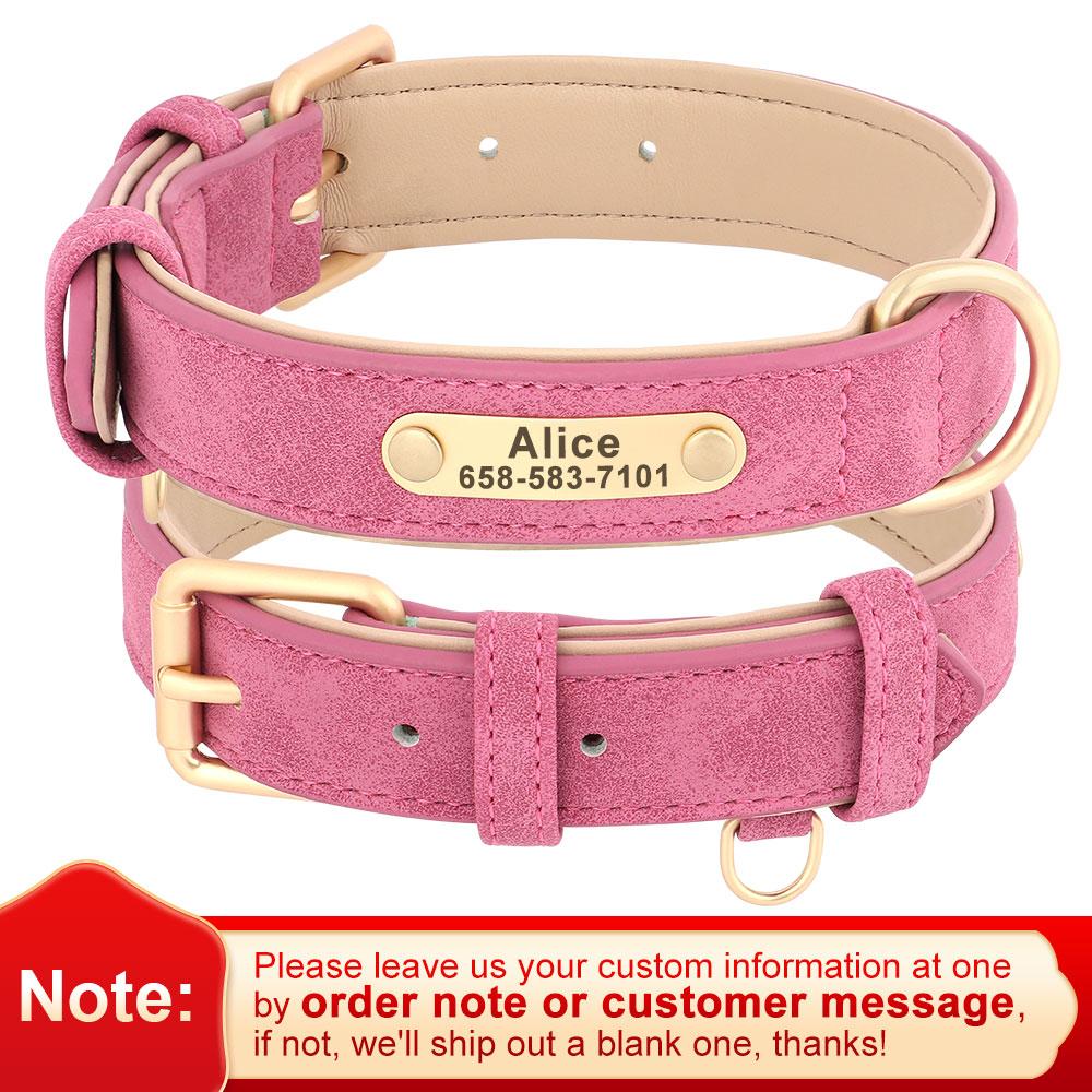 Custom PU Leather Dog Collar Leash Set Personalized Dog Collars Free Engraved Nameplate for Small Medium Dogs Pitbull Labrador