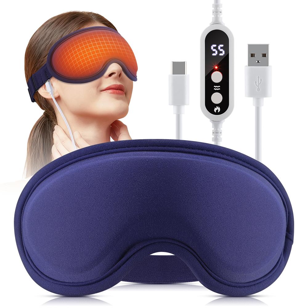 Electric Heating Eye Mask 3D Massage USB 5-Level Hot Compress Smart Timing Eye Vibration Massager Sleep Shading Relieve Fatigue