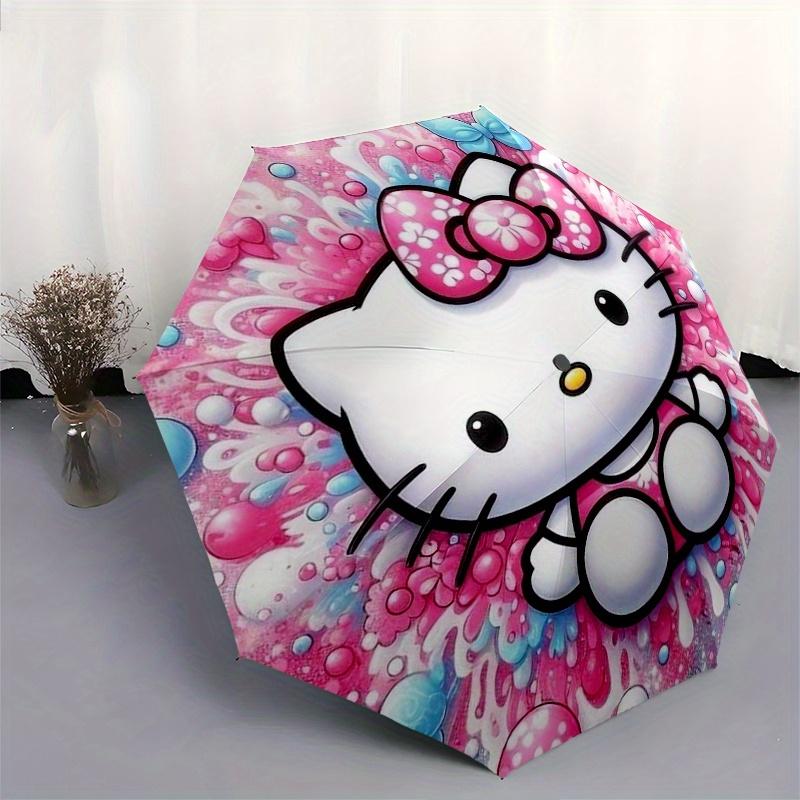 Hello Kitty,Cartoon Character Automatic opening and closing folding umbrella with 8 rib frame and compact travel design,perfect for all oc
