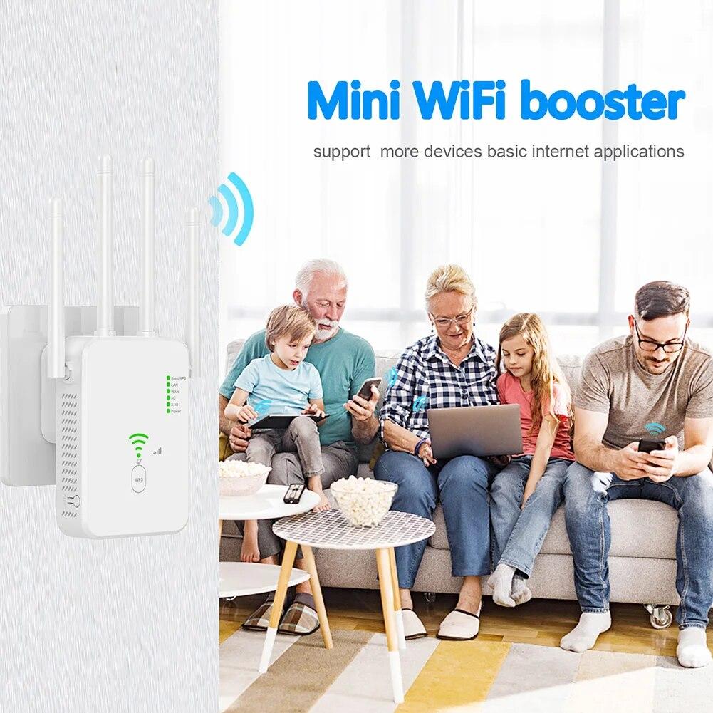1200Mbps 5G Wireless Wifi Repeater 5G/2.4G Dual-band Wifi Amplifier Signal Booster Network Extender 802.11ac Gigabit Long Range WiFi Booster 2024 New
