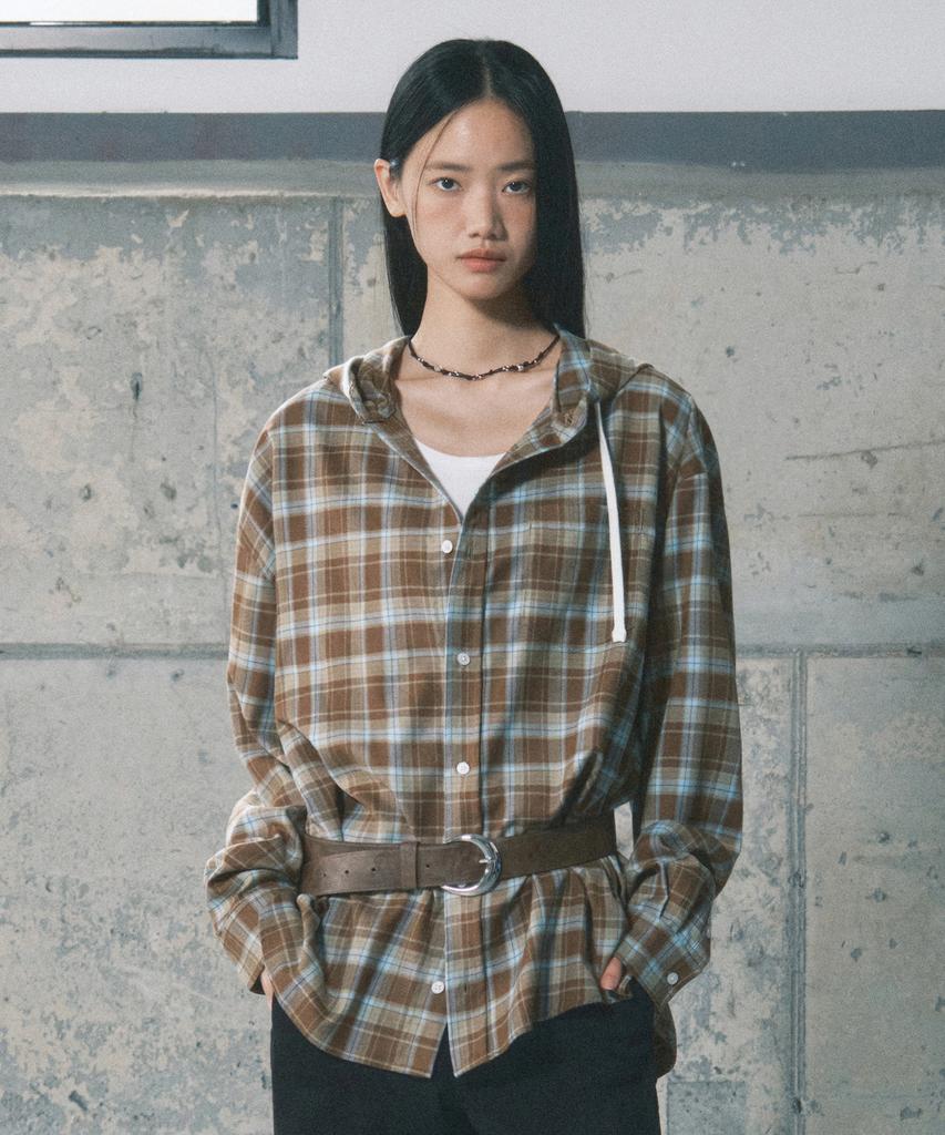 Sekeonmonollogeu Oversized Check Hoodie [Lkhaki]_Sesh012Lkhaki