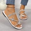 Ladies Shoes 2025 New Open Toe Women's Slippers Crystal Butterfly-knot Daily Summer Plus Size Best Seller Flat Slippers