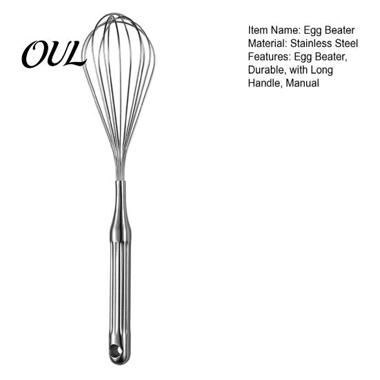 Commercial Grade Egg Whisk Stainless Steel Beater, Anti-slip Long Handle Durable Whisk, Kitchen Wire for Cooking Manual Mixing Tool Sauces And Baking