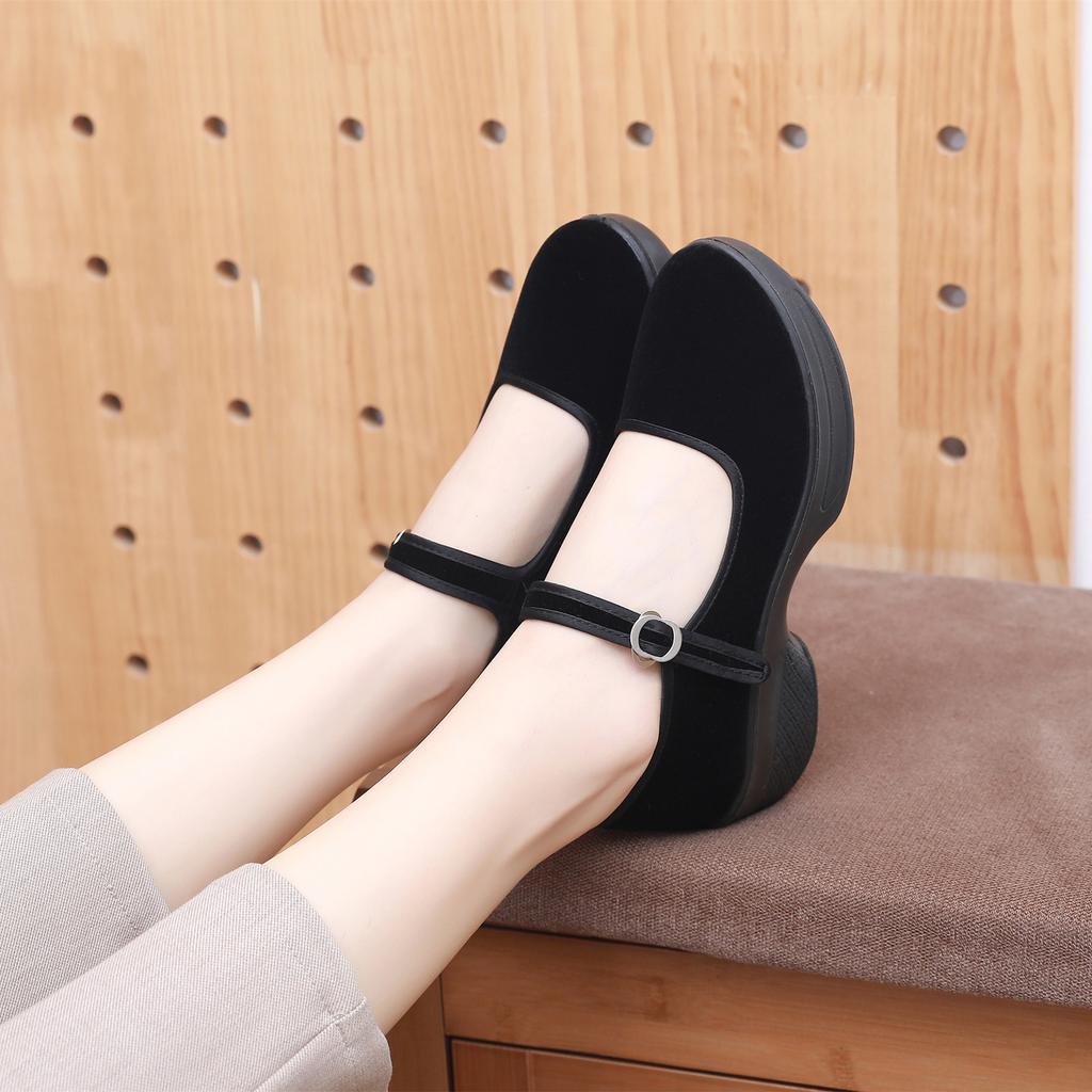Mode Damenmode Süße Leichte Schwarze Plateau Hochwertige Schnallenriemenschuhe Damen Lässig & Retro Tanz Ballerinas 2025