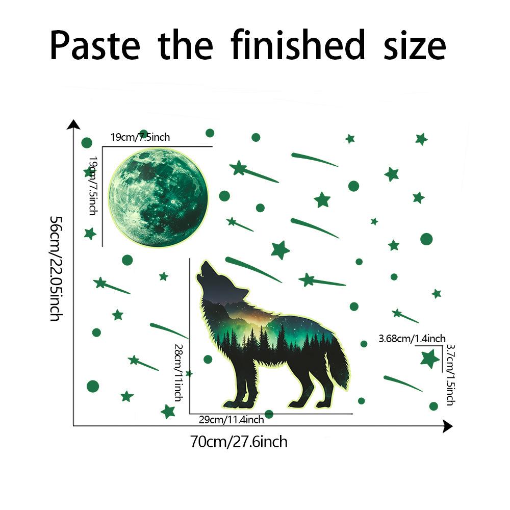 Im Dunkeln leuchtende Wald Einsamer Wolf Sterne Mond Schlafzimmer Wohnzimmer Hintergrund Landschaftsgestaltung Dekorative Wandaufkleber