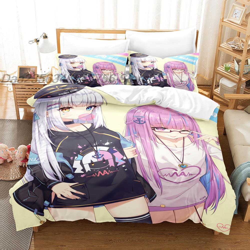 3D Print Anime Kawaii Girls Minato Aqua Bedding Set Single Twin Full Queen King Size Bed Set Adult Kid Bedroom Duvet Cover Sets