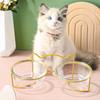 400ml Double Glass Bowl Glass Cat Dog Bowl with Iron Frame Gold Stand Raised Water Feeder Bowl Puppy Food Bowl Cat and Dog