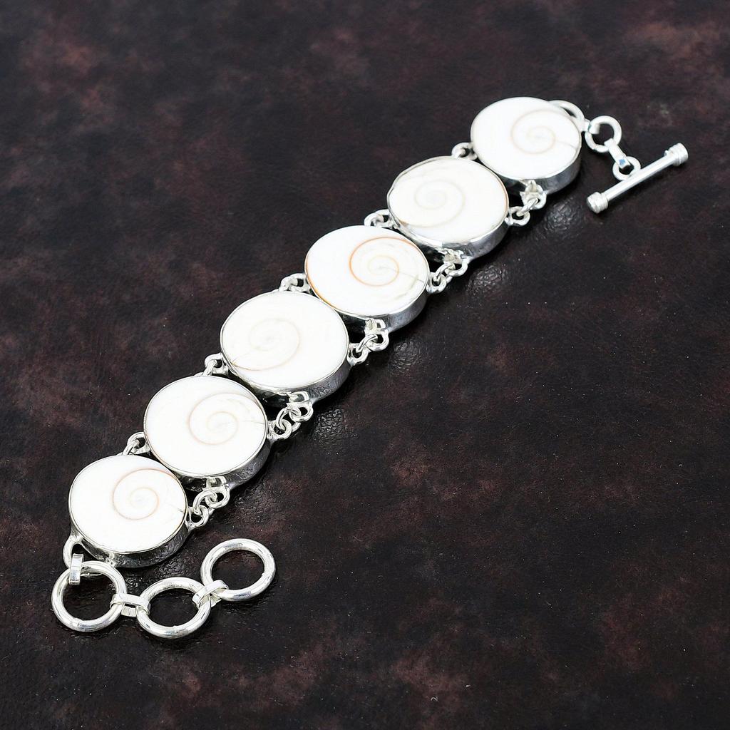 Shiva Eye Shell Bracelet Gemstone Handmade Bracelet 925 Sterling Silver Bracelet Adjustable Chain Bracelet Silver Jewelry Gift For Wedding