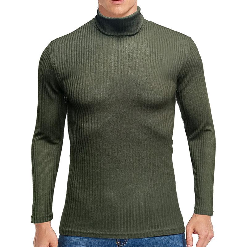 Modisches Herren High-Neck Eng anliegendes Gestricktes Unterhemd Langarm Vielseitig Weich Lässig Tägliches Gestricktes Oberteil