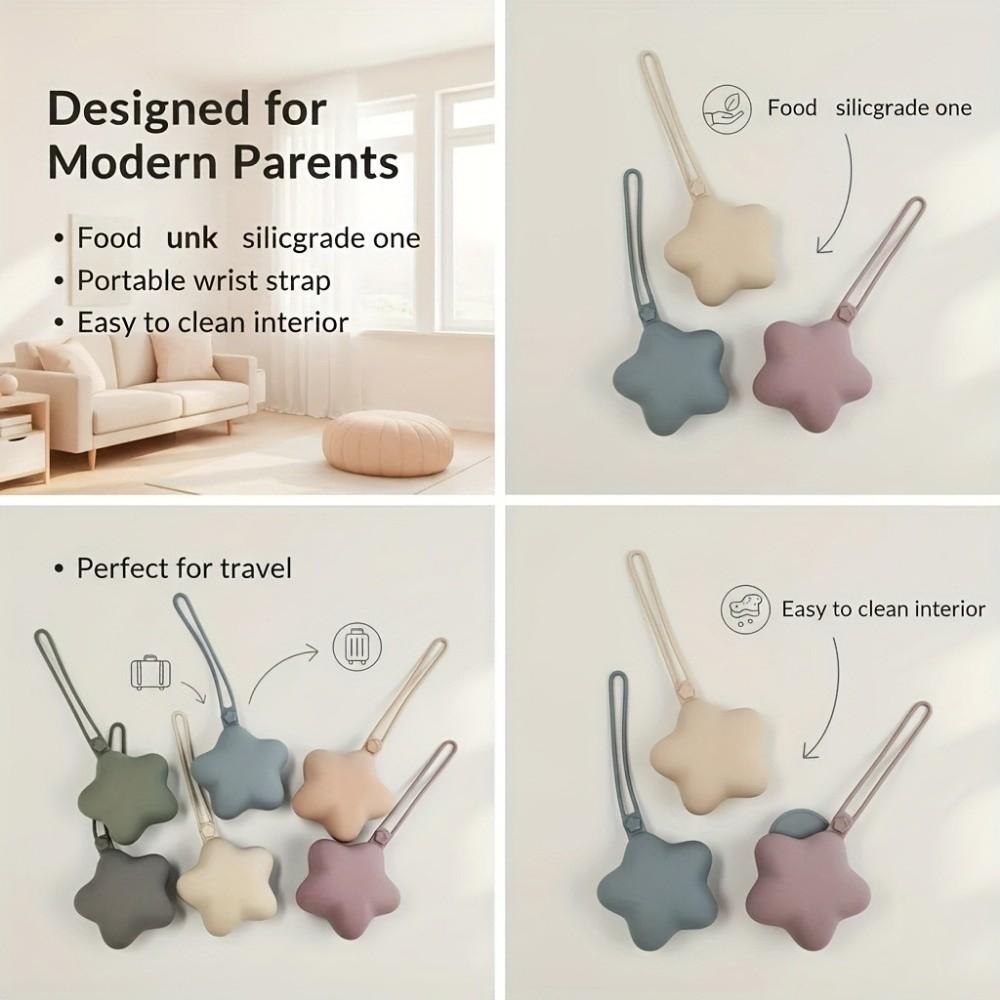 Food Grade Silicone Silicone Storage Box Portable Hanging Bag Pacifier Storage Bag Star Shape Soother Container Box