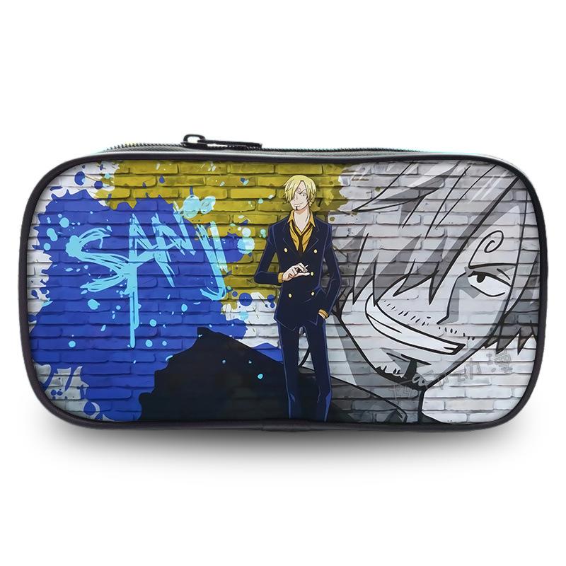 Cartoon Anime One Piece Luffy Zoro Sanji Marco Ace Sabo Pencil Case Stationery Box Students School Pen Pouch Bags Gifts