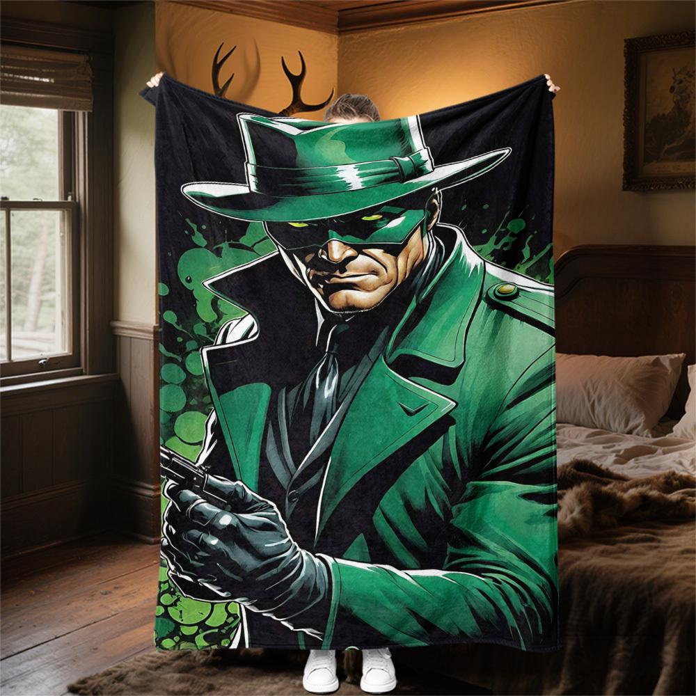 1pc Green LanternOutdoor Flannel Blanket Soft Plush Decor for Picnics, camping,Bedroom, Playroom, or Lunch Break, Perfect Gift