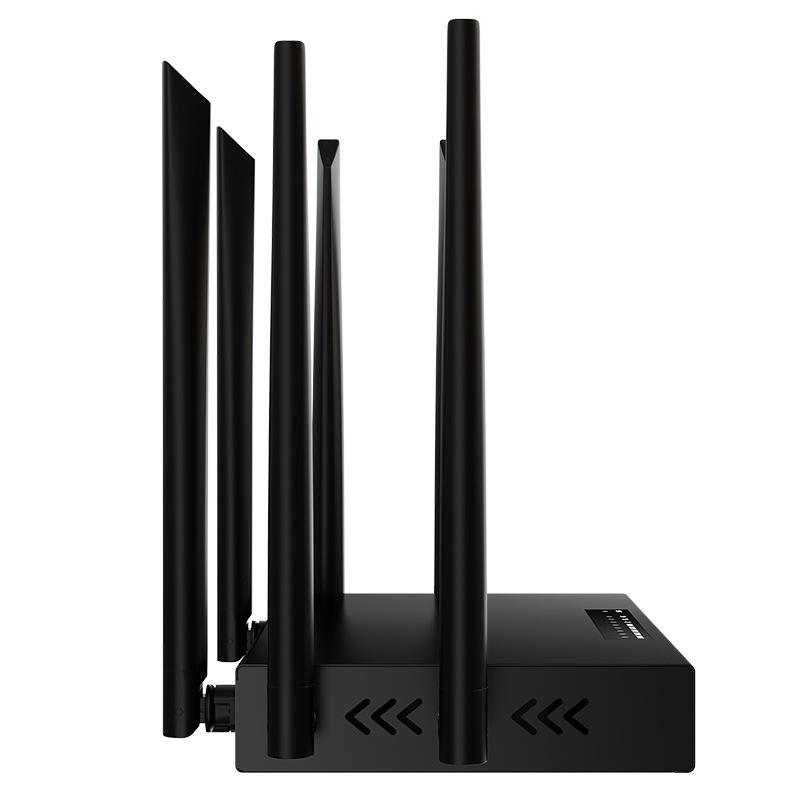 Iron Box 4G Industrial Router with 6 Antennas, SMA Connector, ED128 WiFi, Strong Signal, and Plug-in Card Compatibility.