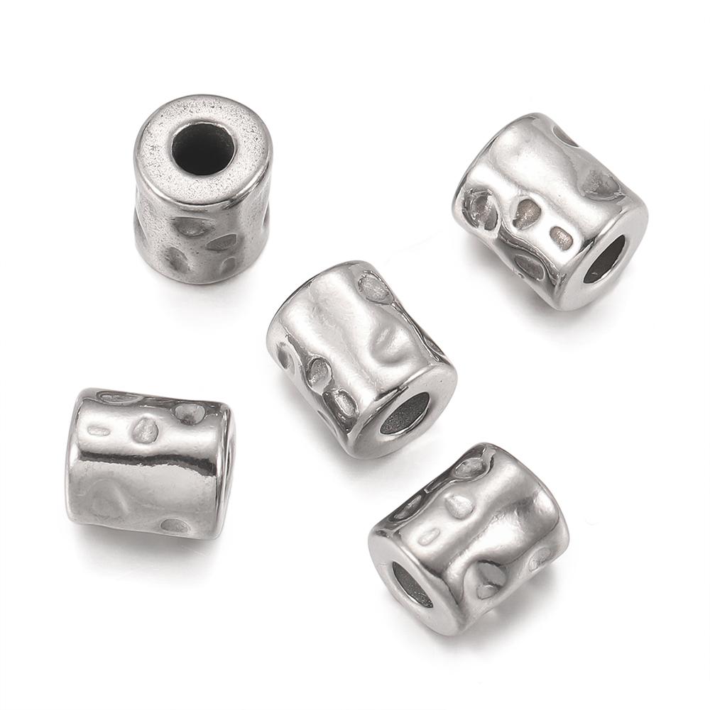 5 st/förpackning Rostfritt Stål Cylinderformade Pärlor Guldpläterade Avståndshållare Pärlor För DIY Halsband Armband Smyckestillverkning Tillbehör