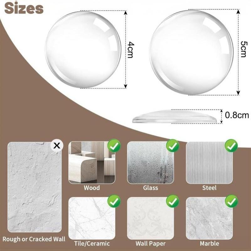 6Pcs Washable Self Adhesive Transparent Door Stopper Door Wall Protector Pads Reusable Soft Round/Square Shock Absorbent Gel