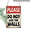 2D Flat, 1pc Funny "Do Not Lick The Walls" Metal Wall Art Sign - 8*12 Inch Aluminium Rustic Home Decor, Humorous Vintage Style Plaque, Quirky