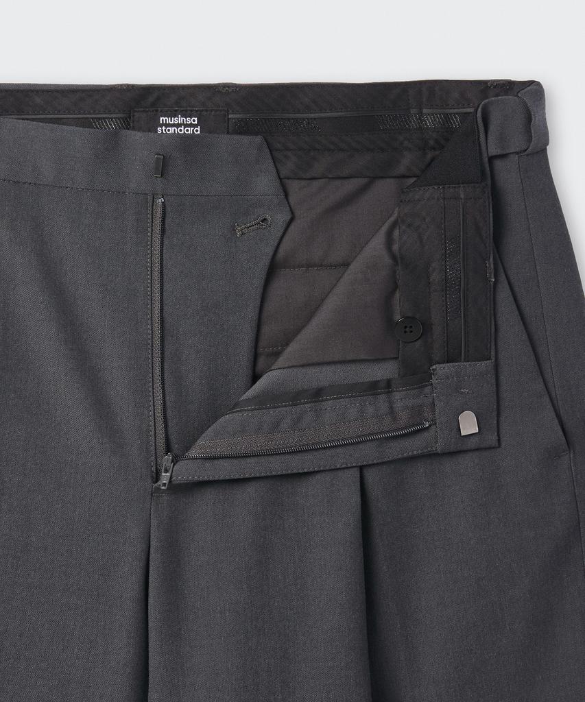 MUSINSA STANDARD Wide Bermuda Hidden Banding Half Slacks [Gray]