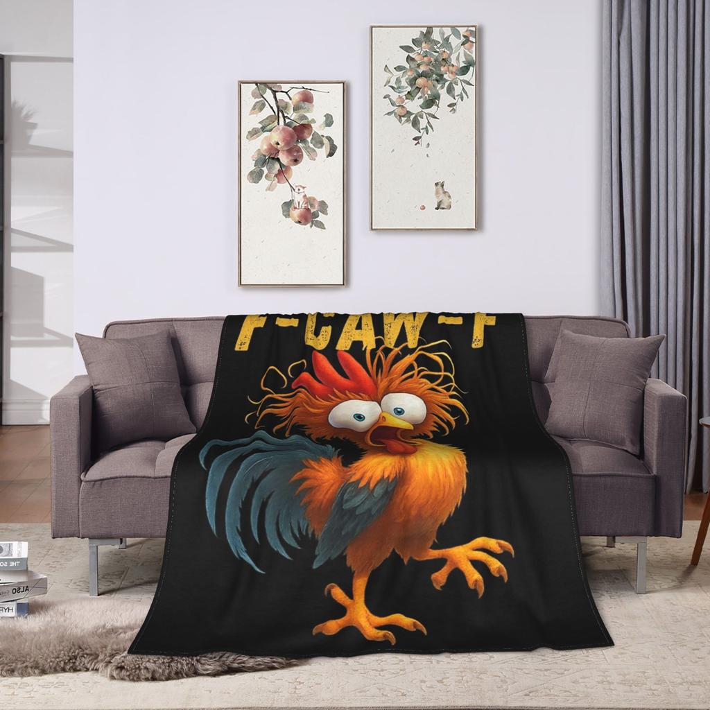 F-Caw-F Chicken Funny Blanket Fleece Decoration Multi-function Lightweight Throw Blanket for Bed Bedroom Plush Thin Quilt