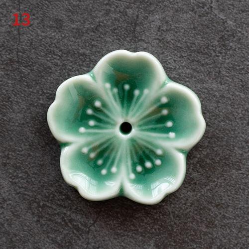 Ceramic Cherry Blossom Flower-Shaped Incense Stick Holder for Aromatherapy and Decor