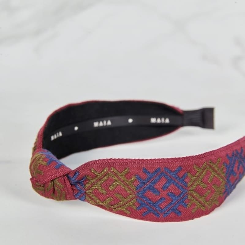 MAIA Pattern Jacquard Hairband - Wine