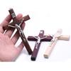 1pcs Handmade Wooden Cross Christ Statue Religious Prayer Hand Holding Cross Pendant