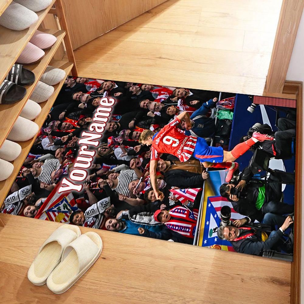 Atletico Madrid Customize Your Name Floor Rug Office Rug Suitable for Dormitory Hallway Entryway Decorate Room Anti-slip Rug Office Home Decor