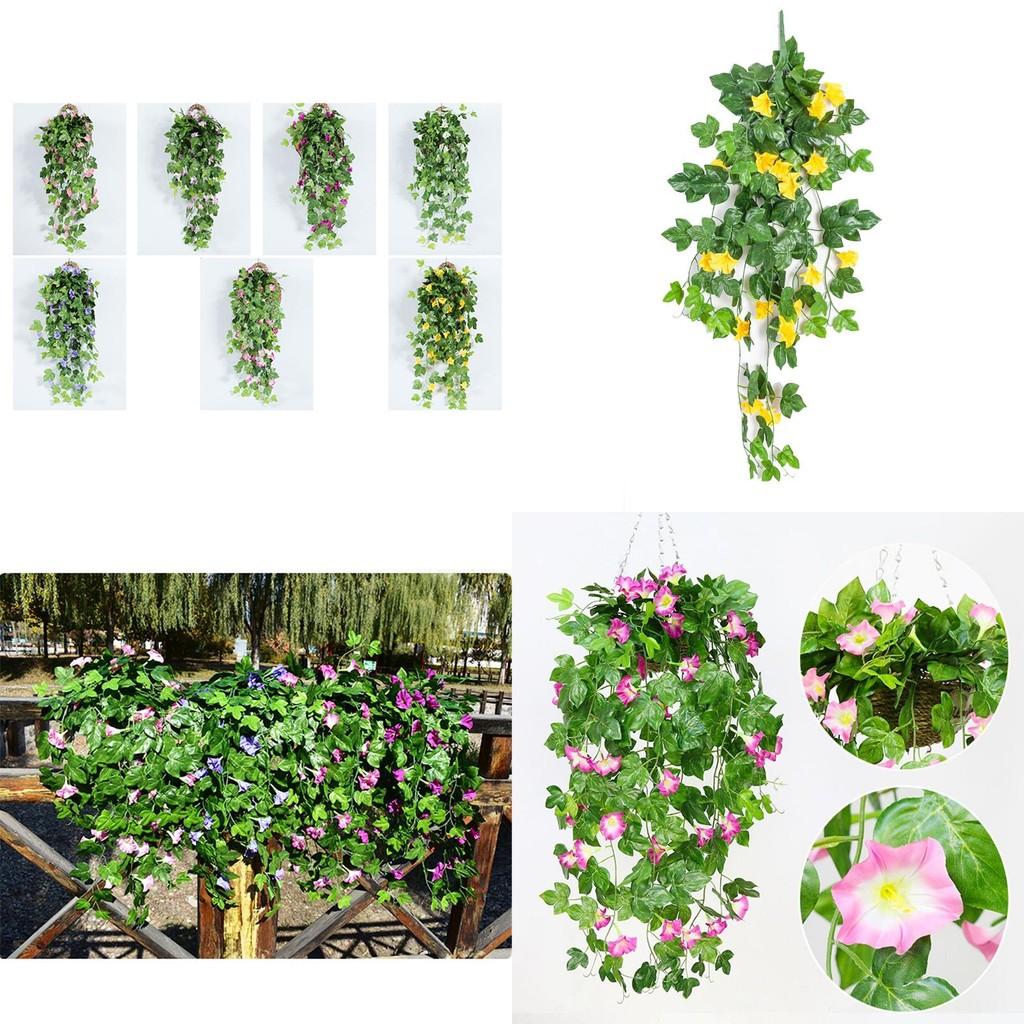 Beautifully Realistic Morning Glory Hanging Basket Flower For Elegant Home Wall Design