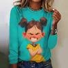 Women's Funny Girl Printed T-shirt O-neck Long Sleeve Solid Color Clothes Simple Pullover New Character Printed Long Sleeve