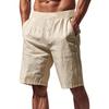Herren Leinen Shorts Hose Männlich Sommer Atmungsaktiv Einfarbig Leinenhose Strandshorts Fitness Streetwear