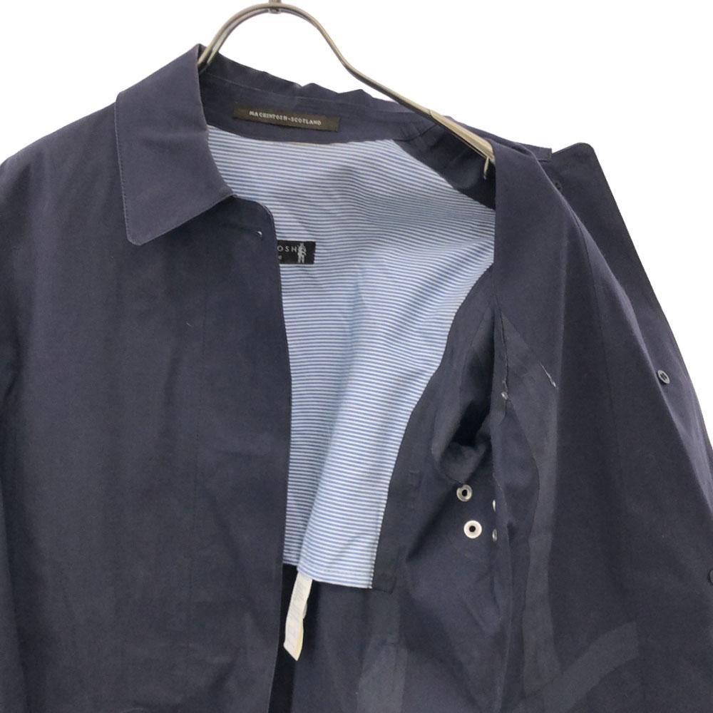Mackintosh Made In England Rubberized Stainless Collar Coat 36 Navy Women Used