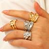 High-End Damenmode Unregelmäßige Plissierte Textur Offener Fingerring Set