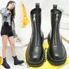 Fashion Women's Front Zipper Fashion Boots Round Head Square Heel Waterproof Platform Womens Shoes Retro Middle Follow Solid Color 2024