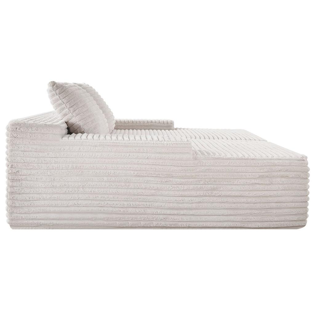 Tumbona Doble Oversize de 210 cm, Sofá Modular de Tela de Pana, Sofá Loveseat Acogedor con Asiento Profundo, Cojines Suaves y Cojines Decorativos para Sala de Estar