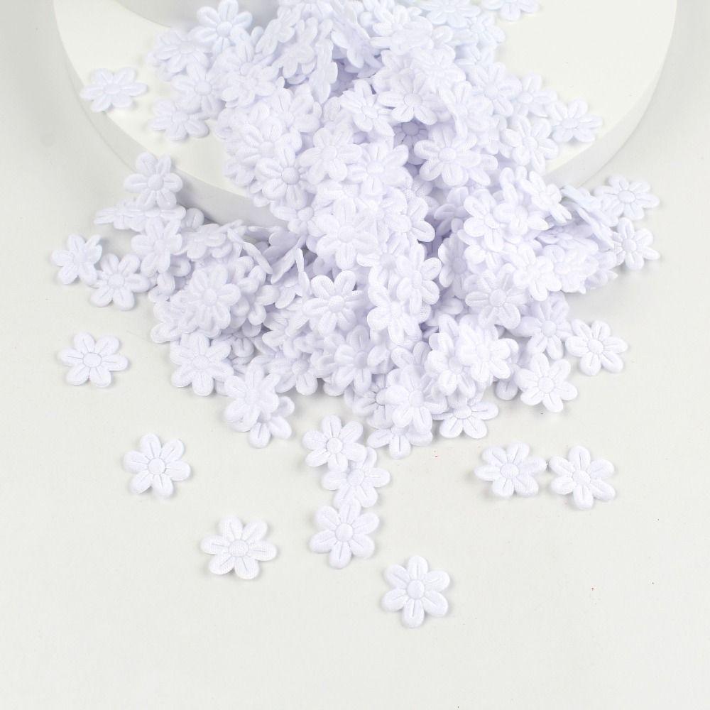 100pcs 2CM Children's Hair Accessories Five-petal Flower DIY Sewing Craft Jewelry Cloth Stickers Embossing Cloth