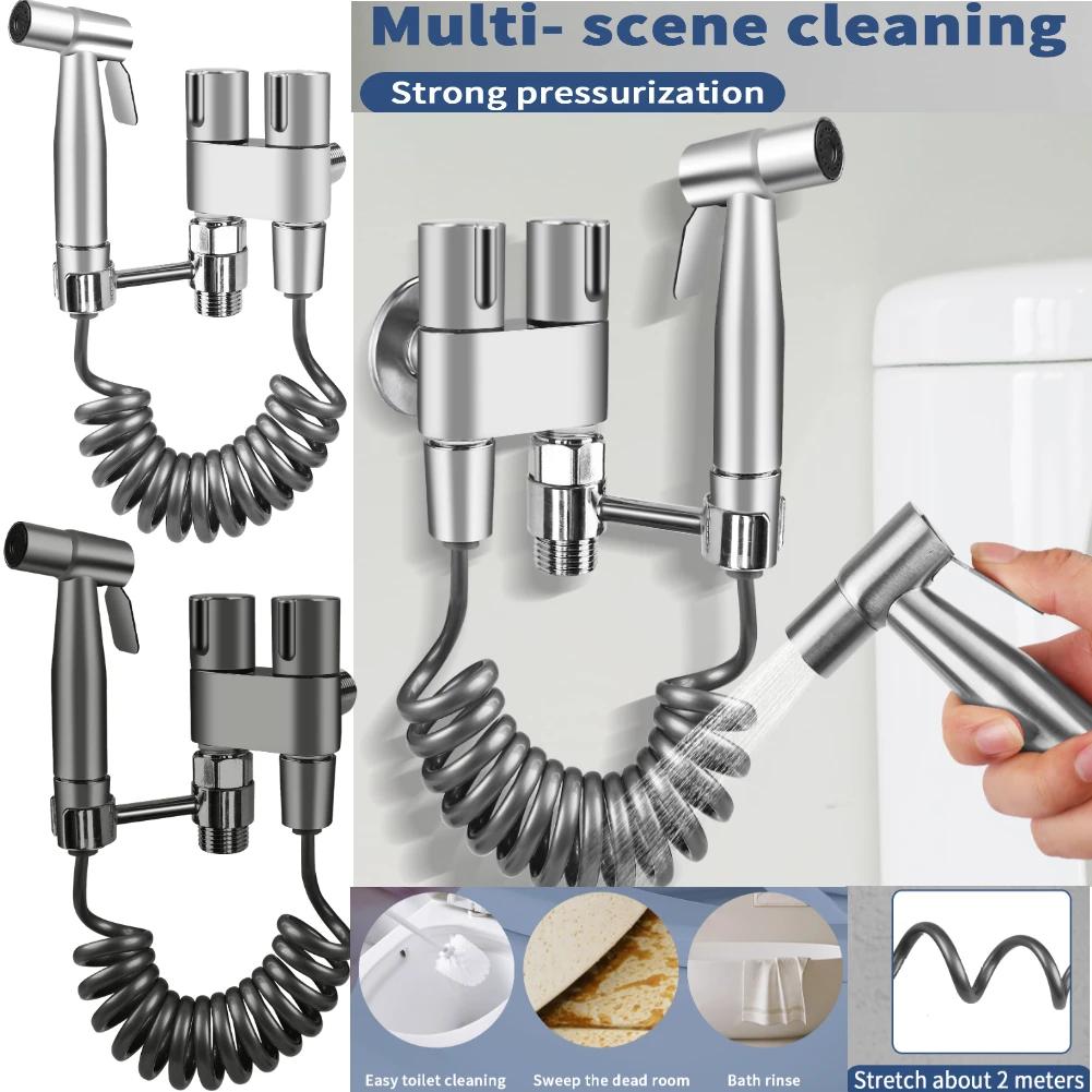 Stainless Steel Handheld Bidet Sprayer Set Toilet Cleaning Sprayer For Bathroom Shower Personal Hygiene Use