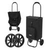 Shopping Cart with Wheels Foldable Trolley Dolly for Groceries Black, 2-in-1 Rolling Utility Cart with Detachable Bag, Soft Foam Handle