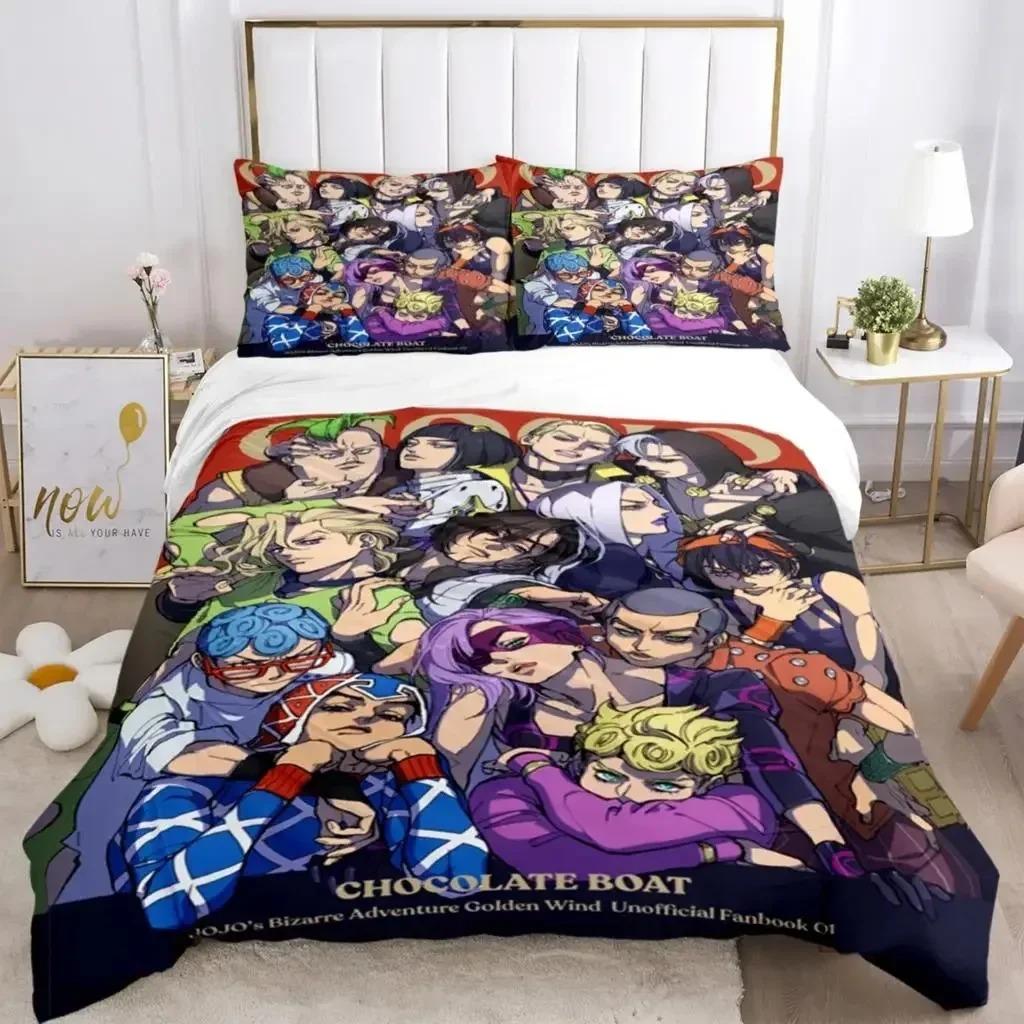 Jojo Anime Print Bedding Set For Bedroom Soft Modern Bedspreads Comefortable Kids Duvet Cover Quilt Cover And Pillowcase