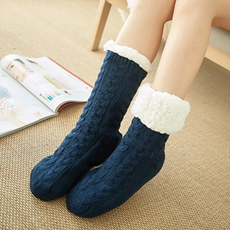 Womens Fuzzy Thermal Sock Plush Grip Hemp Winter Soft Female Home Indoor Warm Bedroom Non Slip Fluffy Thick Slipper Floor Sock