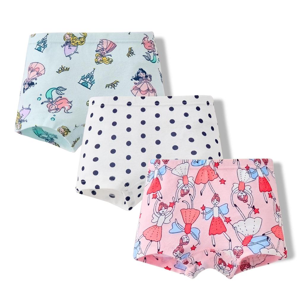 Girls' Pure Cotton Cartoon Boxer Briefs - Breathable School Shorts