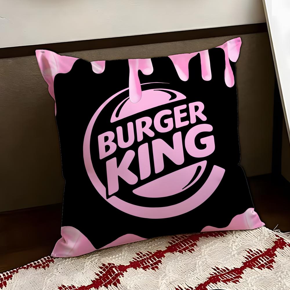 BBurger KKing Logo Cushion Cover Reversible Soft Durable Pillow Cover Home  Car MultiScene Use for Daily Comfort