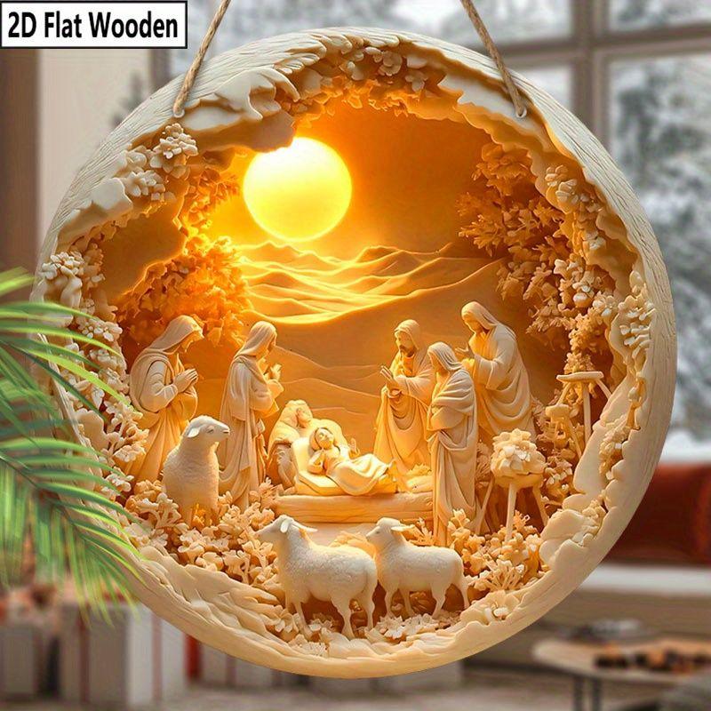 Holy Night Nativity Scene Pendant, Decoration of Home Walls or Doors, 2d Flat Wooden, Christmas Decoration, Gifts for Friends and Family