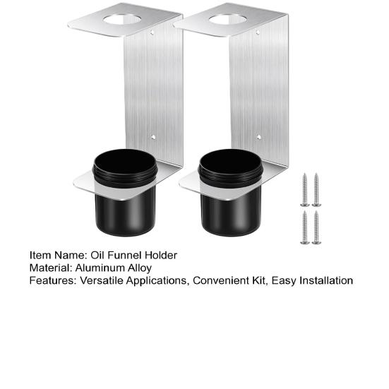 2Pcs Oil Funnel Holder Kits Funnel Organizer Include Aluminum Alloy Brackets Removable Cups