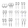 1Pair Unisex Punk Fashion Cross Pendant Ear Clip Non-Piercing Earrings Fake Earrings Gift for Men Women Jewelry Daily Wear