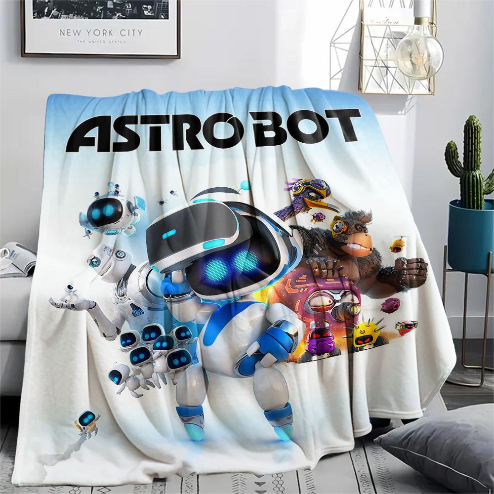1PC ASTRO BOT Print Flannel Blanket, High Quality All Seasons, Home Decor, Warmth and Comfort, Perfect for Christmas Gifts