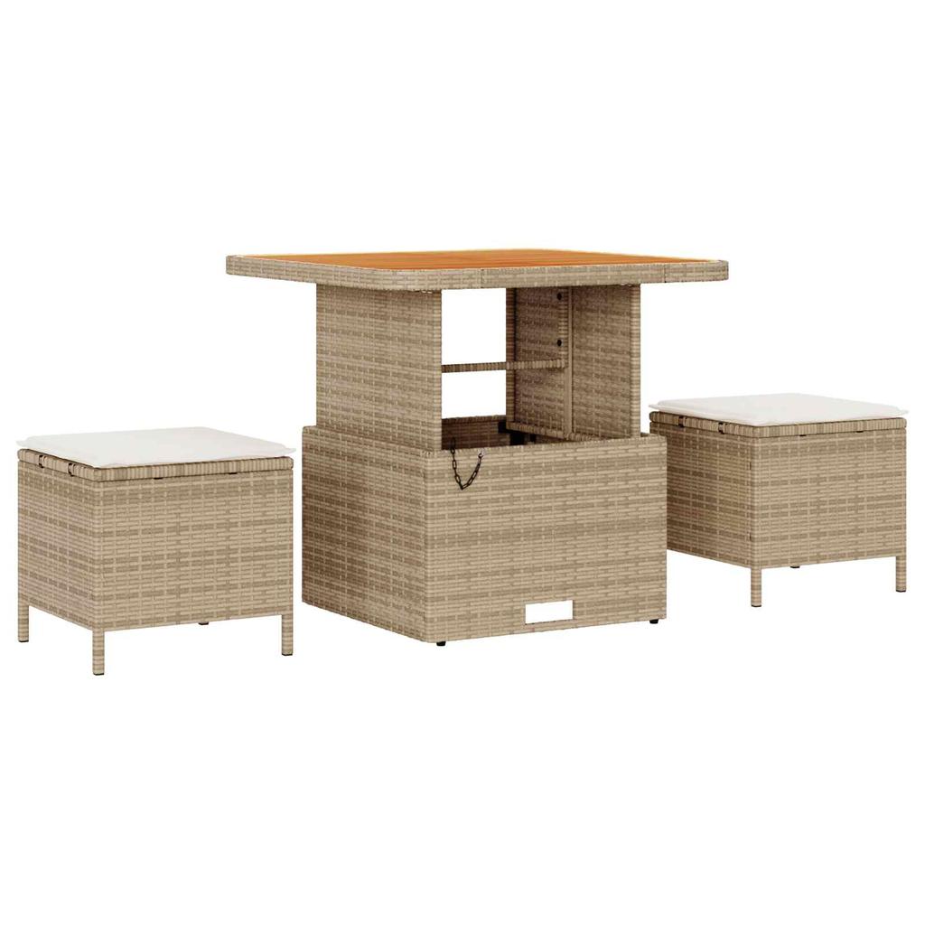 Garden Sofa Set 9 Pieces Beige Poly Rattan
