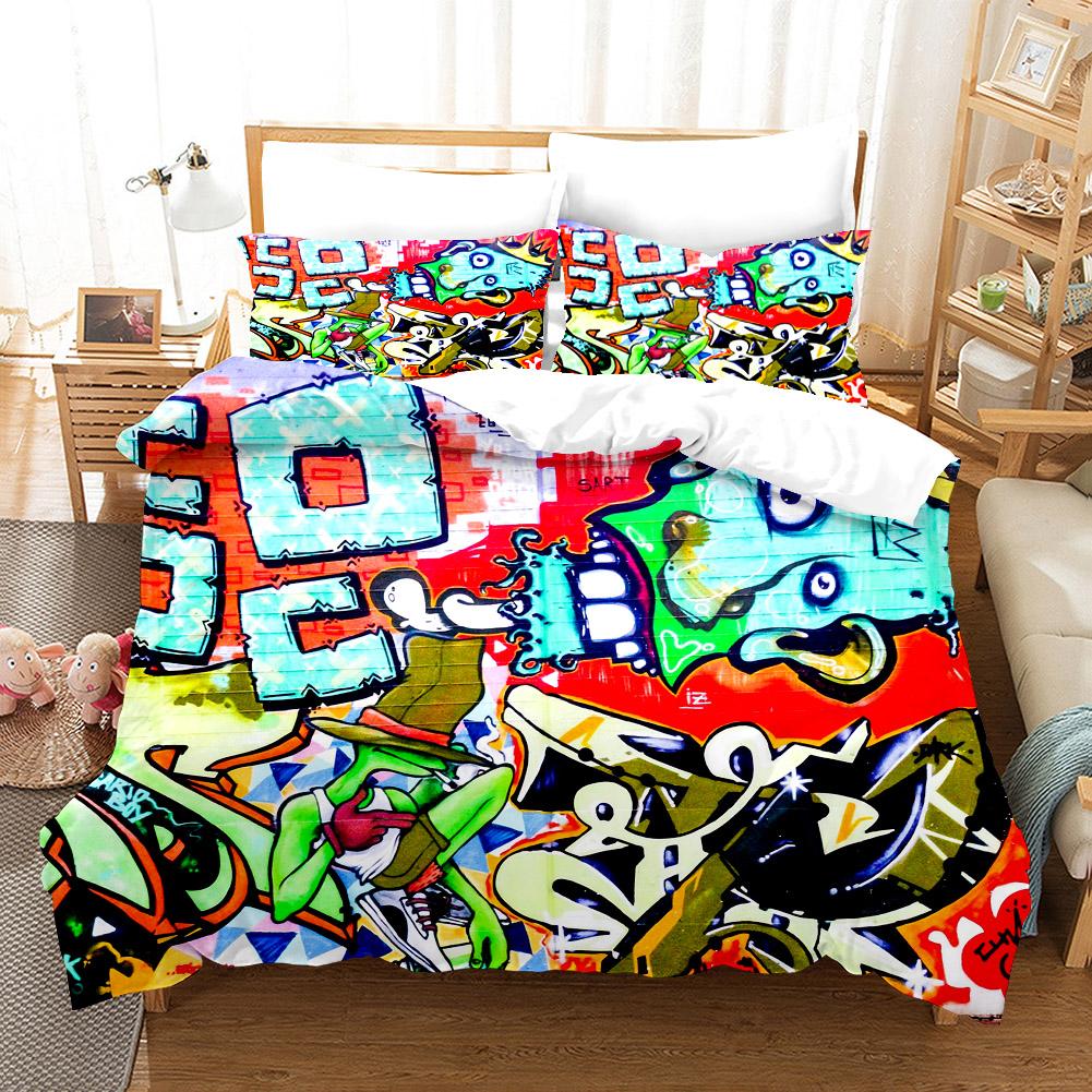 3D Printed Hip-hop Style Bedding Set Pillowcase Duvet Cover 3Pcs Double Twin Full Queen King Adult Boys Bedclothes Quilt Cover